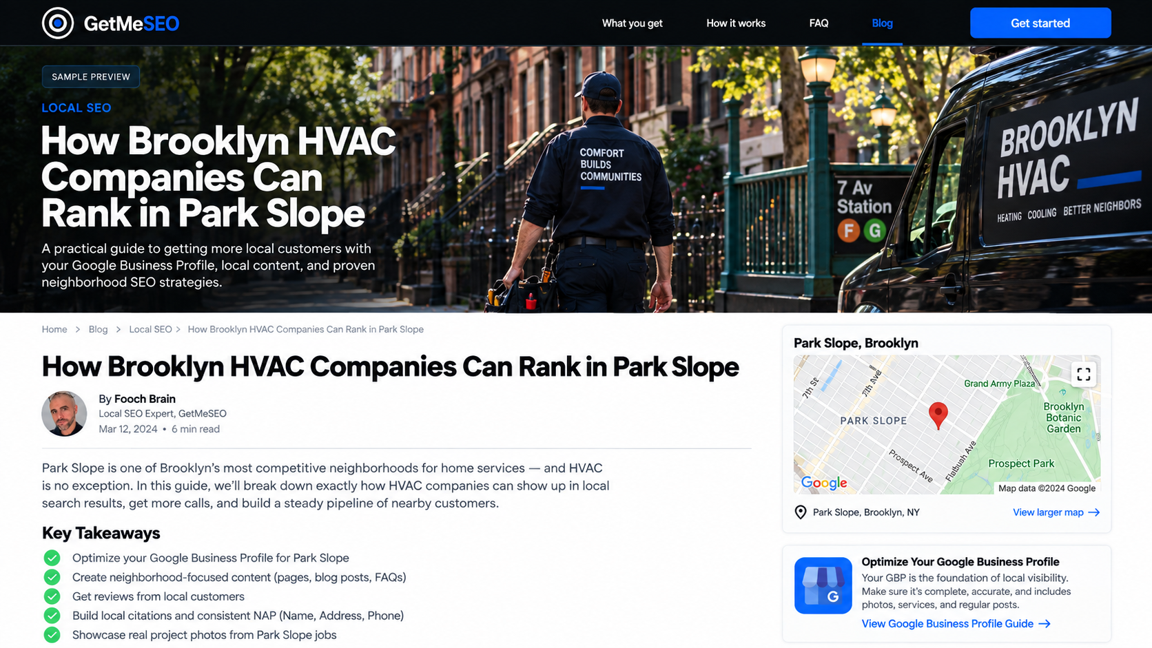 Example blog post: How Brooklyn HVAC Companies Can Rank in Park Slope